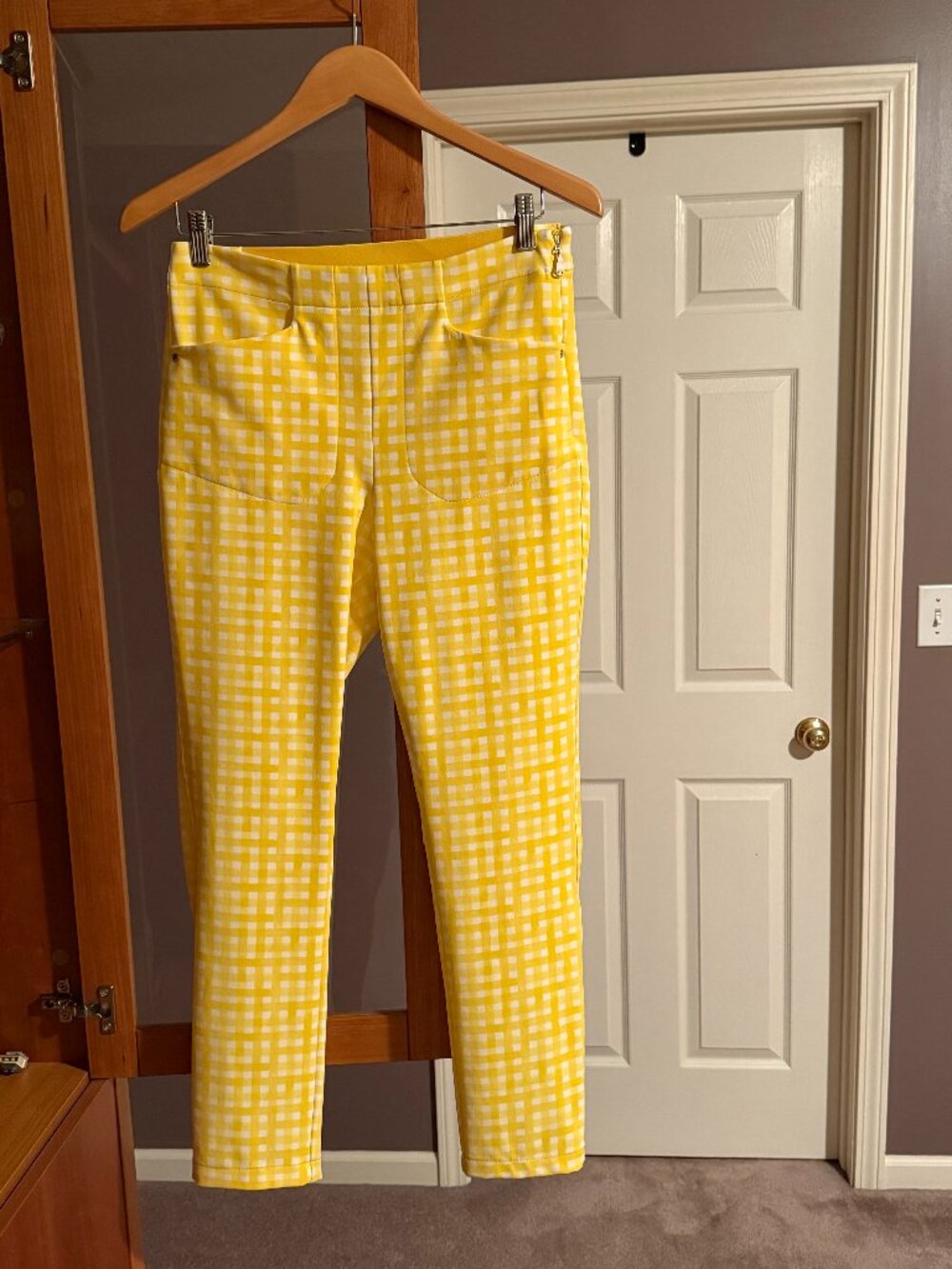 RLX Ralph Lauren Yellow White Plaid Golf Pants Size 6 Stretch